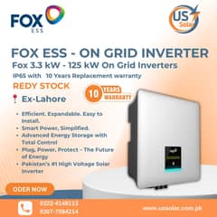 FOX ESS On-Grid Inverters|10 kw to 125 kw|Solar inverter|10 years