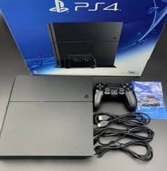 PS4 FAT 500 GB WITH CONTROLLER AND GAME AND MORE ACCESSORIES