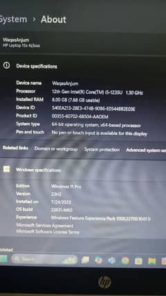HP i5 12th Gen Core i5 1235-u