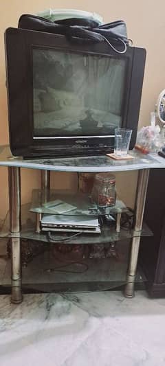 TV with glass trolly