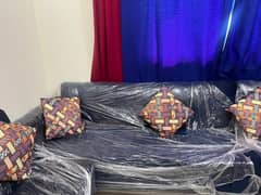 3 sofa 3 seater,  1 Dewan,  2 table with glass top.
