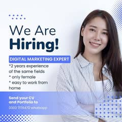 Hiring female digital marketing expert and easy to work from home