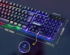 Gaming kepoard & Mouse with beautiful RGB light in back ground.