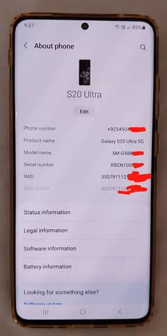 Samsung s20 ultra 12/256 dual fhysical or E sim aporoved no exchnge