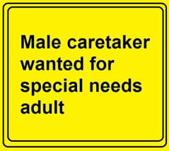 Male caretaker for special needs person