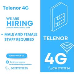 we are hiring male and female staff at telenor 4G Susan road Fsd