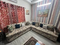 Designer's 7 seater L shaped sofa.