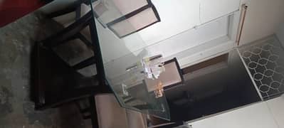 Wooden glass top dinning table with  6 chairs