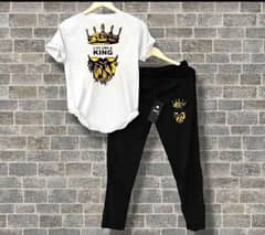 2 Pcs Men's Polyester Printed Track Suit free delivery