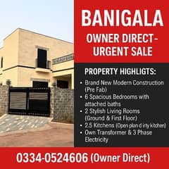Modern 6 Bed House for Sale in Banigala – 15 Marla – Owner Posting,sel