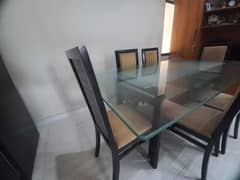 6-Seater Glass Top Dining Table for Sale