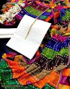 Unstitched Chikankari 3-Piece Suit with Chiffon Dupatta