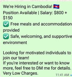 Call center job in Cambodia.