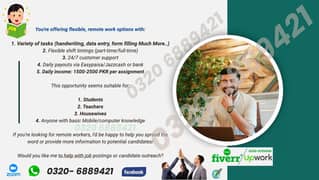 Handwriting/Data entry jobs, Daily Income:1500 to 2500 Per Assignment