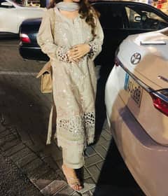 Fully Embroidered shirt with sitara and cut work