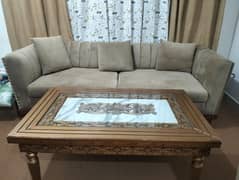 Sofa set with Glass Table