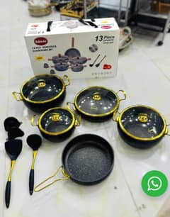 Imported Cookware Grenite Set's black And Cream Color Available 12 PCs