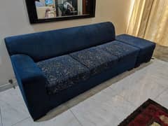 Premium Blue 3-Seater Sofa with Ottoman – Excellent Condition!
