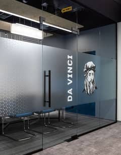 Frosted paper,glass logo,media wall,interior design,stone panel,uv she