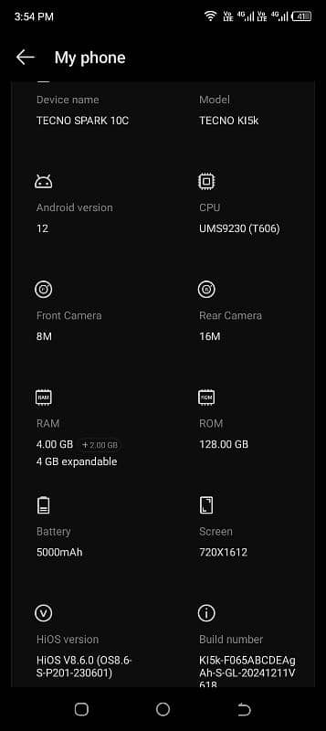 Tecno Spark 10C 4+4/128 with box 7