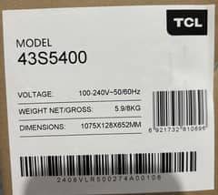 TCL | Google / Android TV 43” (Unused / Untouched)