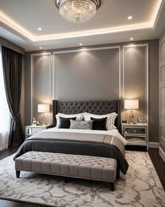 bed set - Bedroom interior - king size bed - bed for sale in karachi