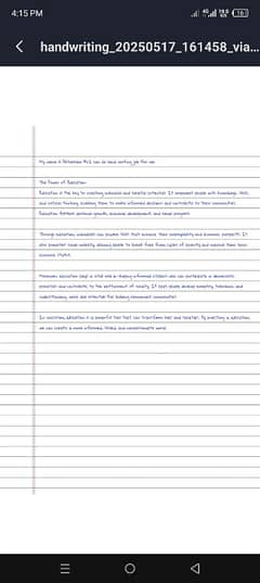 hand writing assignment pdf