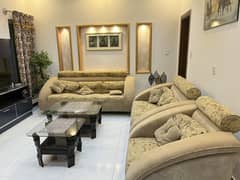 Sofa Set (6 Seater) With 3 Glass Tables