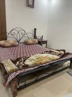Urgent Sale!! King size bed with mattress and 2 side tables,