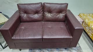 2 seater Leather sofa with table