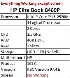 HP Elite Book 8460P Laptop ( i5-2520M )