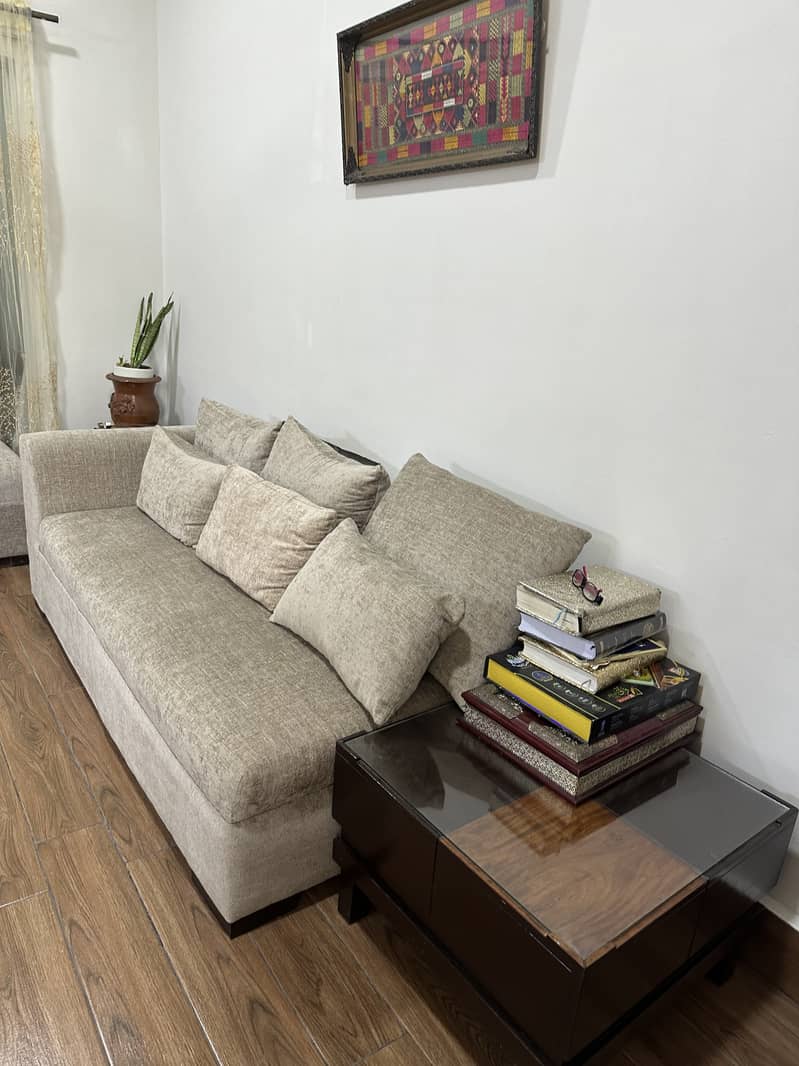 L Shape Sofa set with 1 coffee table, 2 side tables and 2 seaties 2