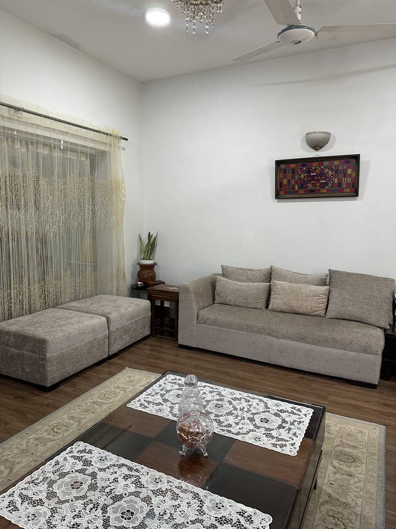 L Shape Sofa set with 1 coffee table, 2 side tables and 2 seaties 3