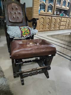 Wooden rocking chair with foot rest for sale