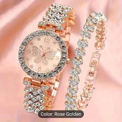 2pcs Elegant Butterfly Ladies Quartz Watch & Jewelry Gift Set