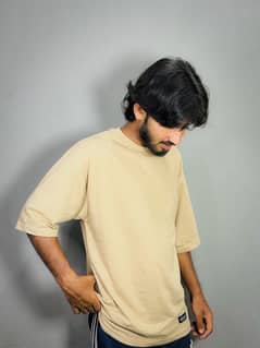 BEIGE PLAIN COTTON TEES