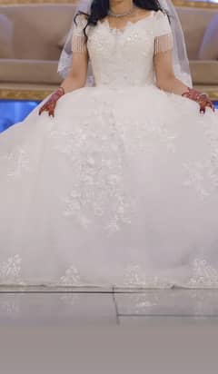 Elegant White Walima Maxi | Designer Bridal Dress | Lightly Used