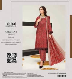 Original Nishat lawn 3 pice suit with lawn dupatta