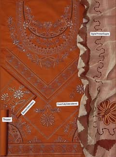 3 pcs women's unstitched embroidery