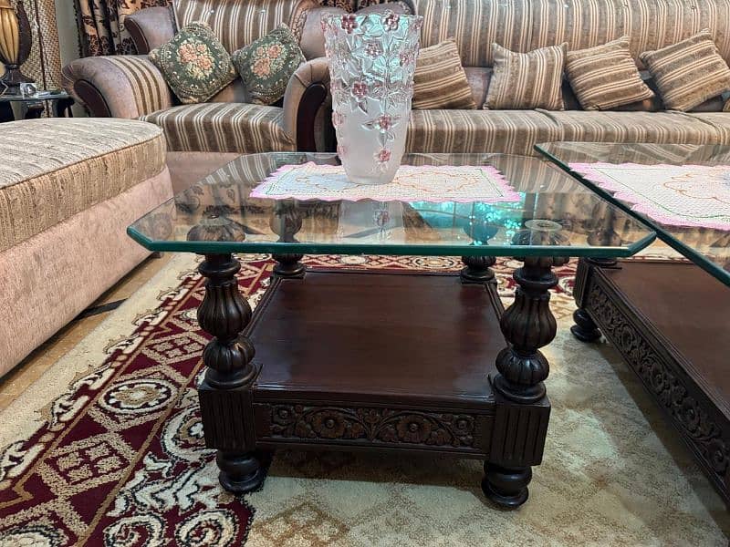 5 seater sofa with center table and side tables 2