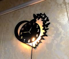 heart wooden wall clock with premium lights