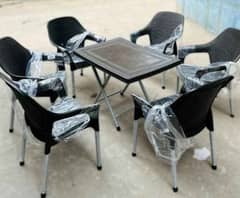 PLASTIC OUTDOOR GARDEN CHAIRS TABLE SET AVAILABLE FOR SALE