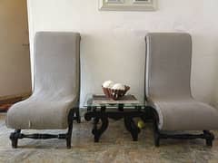 wooden coffee chairs with table