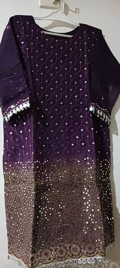 Elegant Purple Embroidered Party Wear Dress with Mirror Work
                                title=