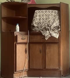 Used Wooden Almari / Cabinet with Shelves and Drawers - Good Condition
