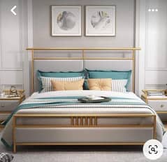 Iron bed / iron bed with side table / Double bed /Bed / Furniture