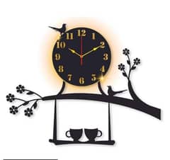 Beautifull Bird Design Laminated Wall Clock With Backlight