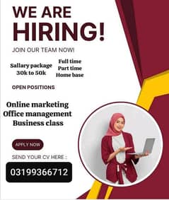 Urgent staff required for office work and online marketing