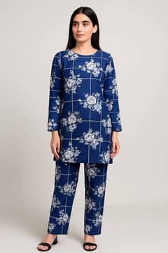 2 Pcs Women's Unstitched Printed Suit