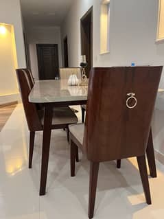 6 person uv marble top dining table